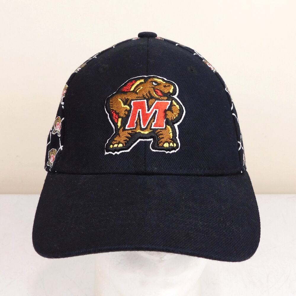 Maryland Terrapins All Over Print Hat Adjustable ML Caps Black Logo Pattern
